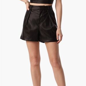 Black Faux Leather Women's Shorts